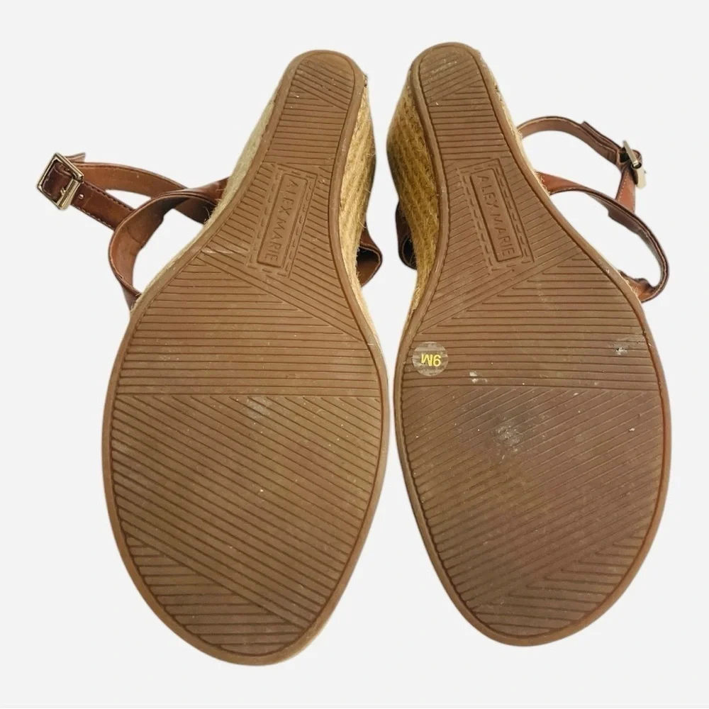Alex Marie Women's Sz 9M Shoes Brown Comfort Slingback Wedge Espadrille Sandals
